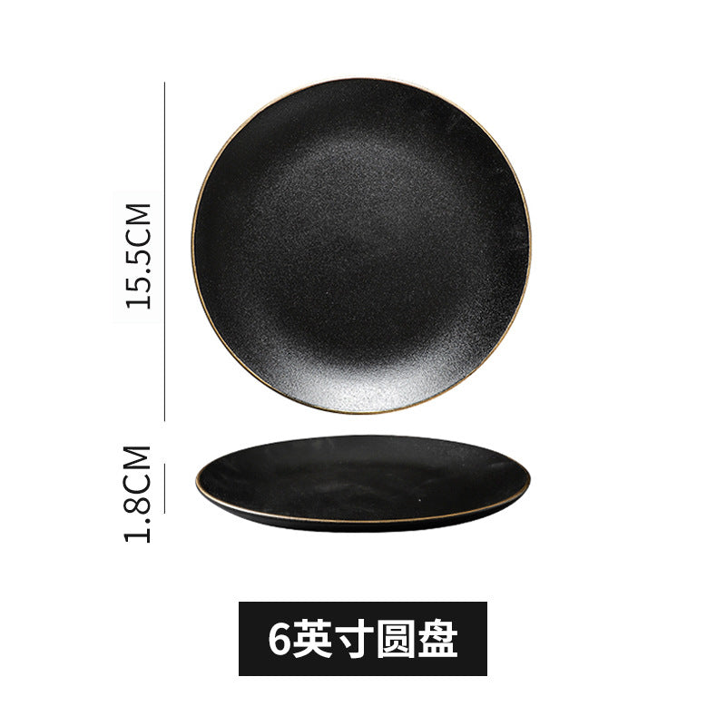 Ceramic matte white western dinner plate, matte steak plate, wear-resistant pasta plate, gold-rimmed matte dinner plate - wholesale from manufacturer