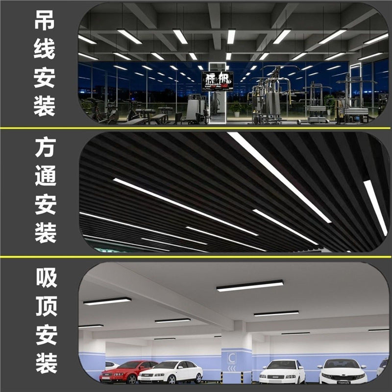 Upgraded gold steel led linear light office pendant lamp - thickened, matte finish, high brightness - ideal for gyms and supermarkets
