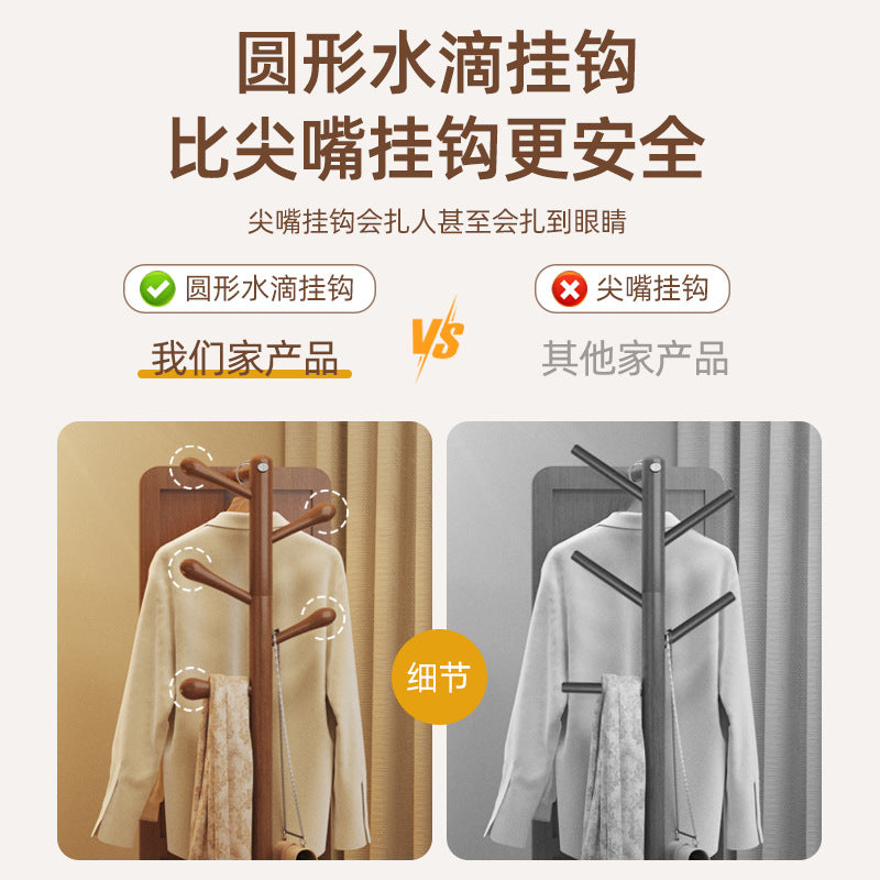 Rotatable solid wood full body floor full-length mirror, high-end sense Internet celebrity bedroom clothes storage coat rack integrated mirror