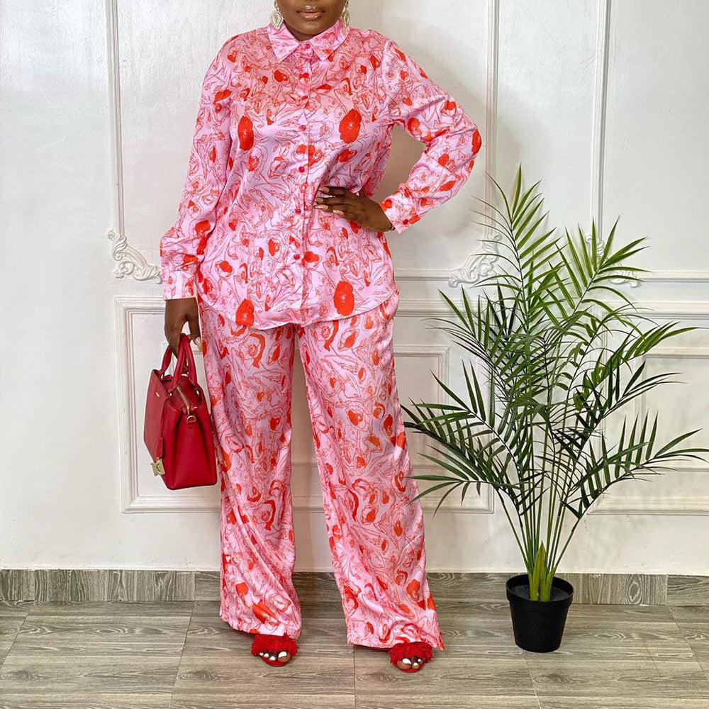 Q073 plus size women's fashion:  spring/summer new arrivals - stylish casual printed african-inspired two-piece set (us/eu style)