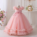 Export ready-made girl dress longembroidered mesh girl princess dress flower girl wedding dress classykids skirt