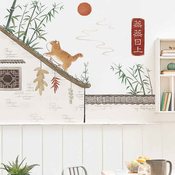 Thriving Chinese wall sticker waterproof wall decoration self-adhesive persimmon Ruyi porch corridor background wall living room