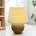 Wabi-sabi style natural travertine table lamp, vintage and mid-century modern bedroom and living room ambient lighting, japanese and korean ins-style bedside lamp