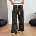 new european and american style american retro camouflage casual pants - loose fit, versatile, straight leg, slimming women's trousers