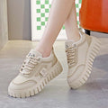 2025 spring/autumn new casual shoes platform wedge heel height increasing women's shoes korean style fashion color block versatile student shoes wholesale