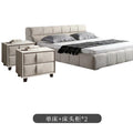 Puff bed - italian original, minimalist italian design, fully brushed velvet leather fabric upholstered double bed for master bedroom