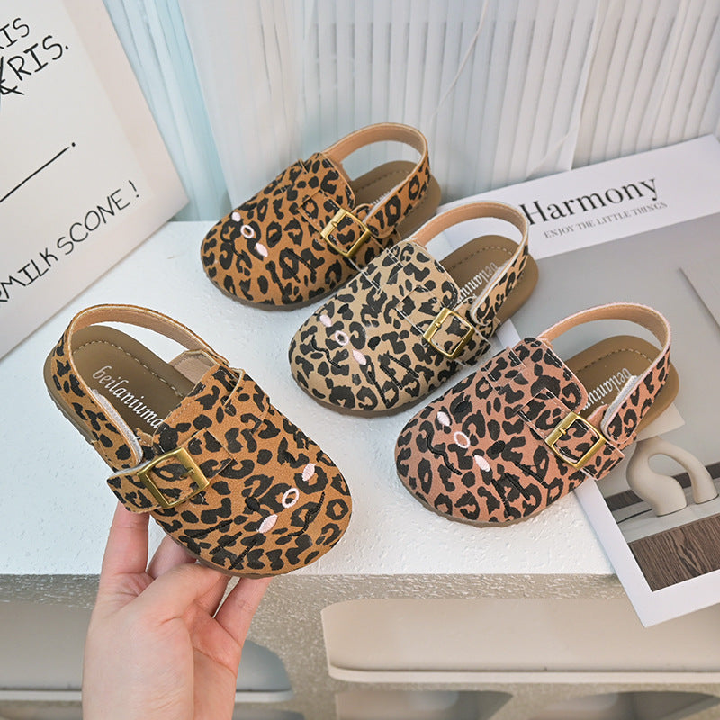 Vancahao girls' foreign trade sandals  summer new korean style children's softwood toe cap flats korean birkenstock shoes