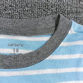 Original export carters boys' blue and white striped puppy print 100% cotton short-sleeve t-shirt, baby summer crew neck top