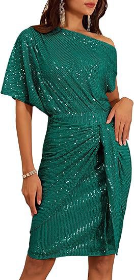 european and american cross-border women's beaded and sequined party club one-shoulder ruched evening gown fashion dress
