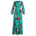 women's plus size cross-border e-commerce new v-neck long sleeve maxi chiffon african print dress with belt