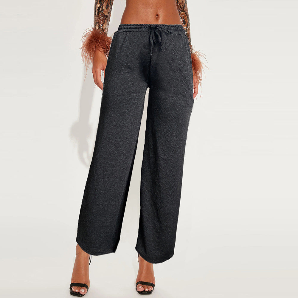fashionpants women's loose style women's pants drawstring flap pocket pants sports fitness pants