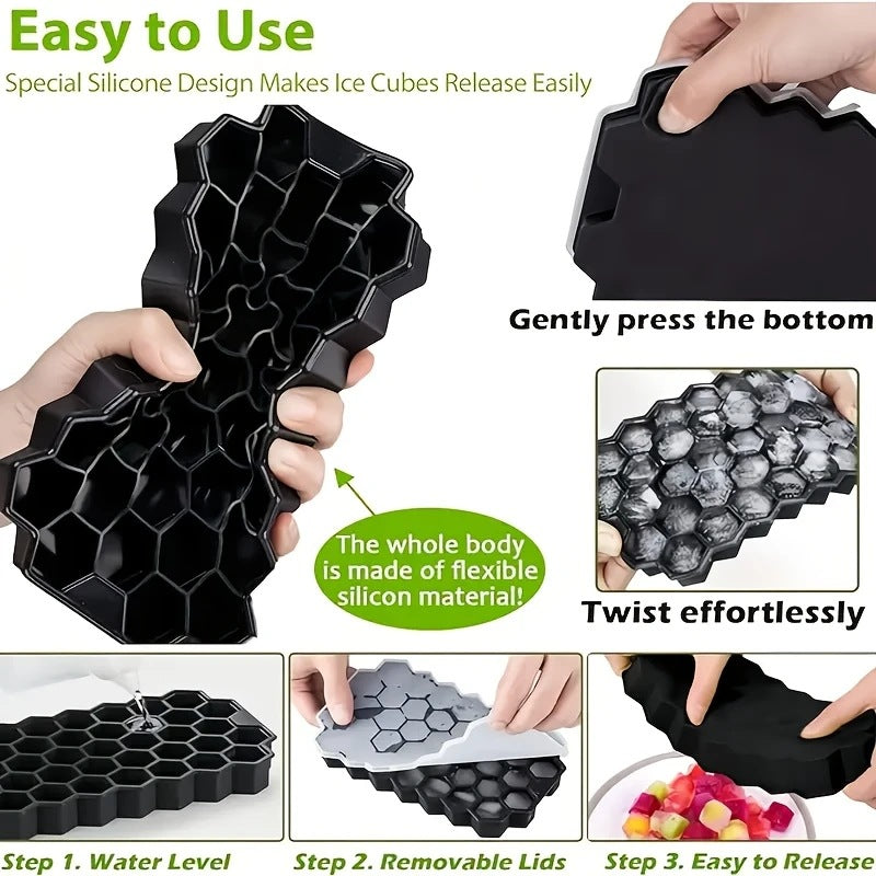 Freeze ice cube mold with lid silicone ice grids ice making film skull square ice maker cocktail ice ball film