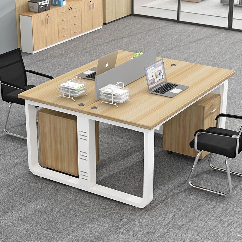 Modern minimalist office desk and chair set - computer desk, office partition, and long table for employees