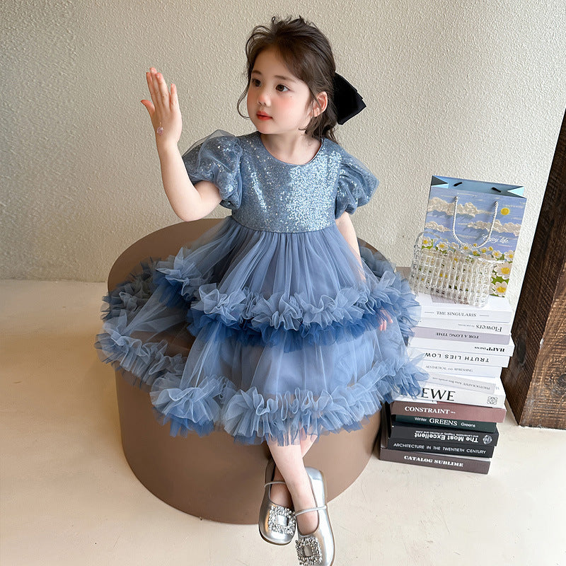 Girls' birthday dress -  summer collection - short sleeve dress - stylish and trendy princess dress - cake dress