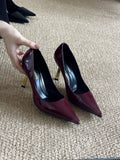 Toe protection cotton small gold root patent leather flats high heels women's new arrival pointed toe stiletto fashioneasiest for matchelegant velvet flats