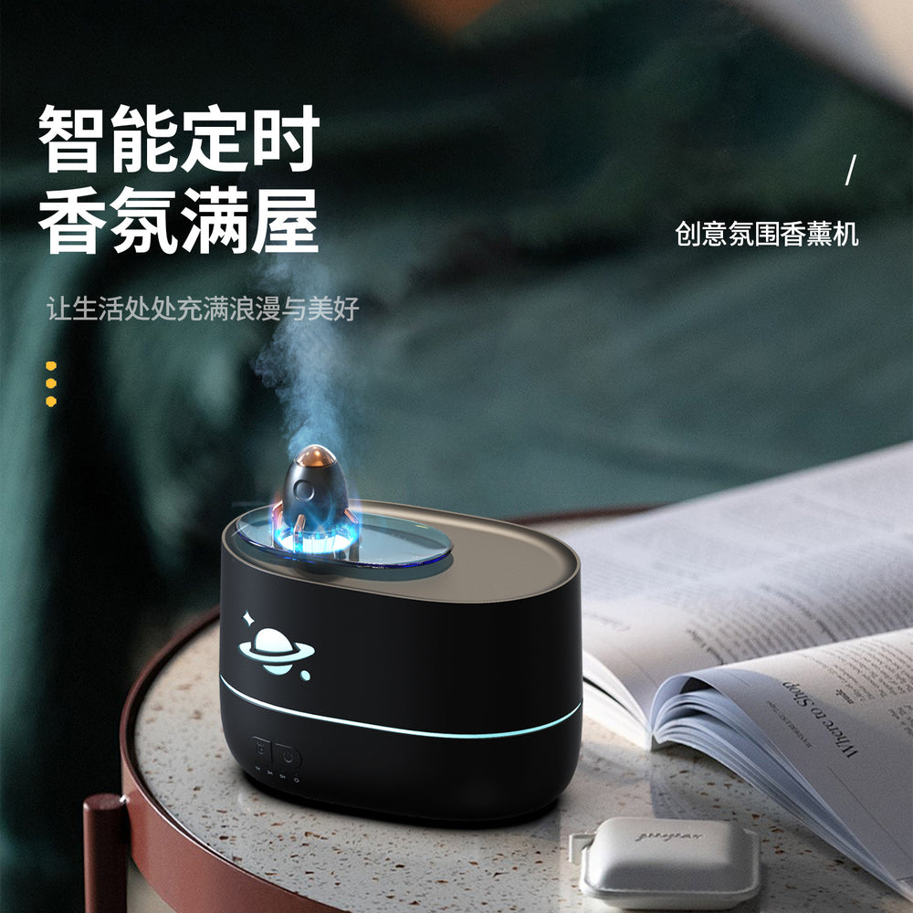 2024 new colorful flame aroma diffuser - home bedroom small night light desktop humidifier - rocket creative gift