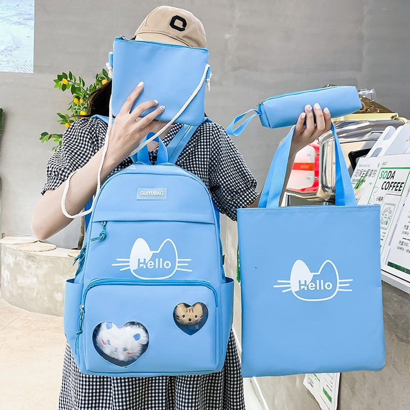 Primary school schoolbag wholesale Korean version fashion cartoon primary and secondary school backpack portable large capacity junior high school backpack