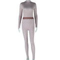 Fashionexport women's fashionprinting street round neck long sleevespants body pants fitness jumpsuit women's one piece dropshipping