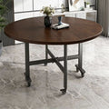 Foldable dining table - heavy duty, mobile, large round table - multi-functional dining table with wheels - storage round table - foldable