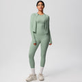 Solid color new outdoor casual quick-dry sports yoga outfit - tight-fitting, butt-lifting, pocketed shorts - fitness naked feel three-piece set