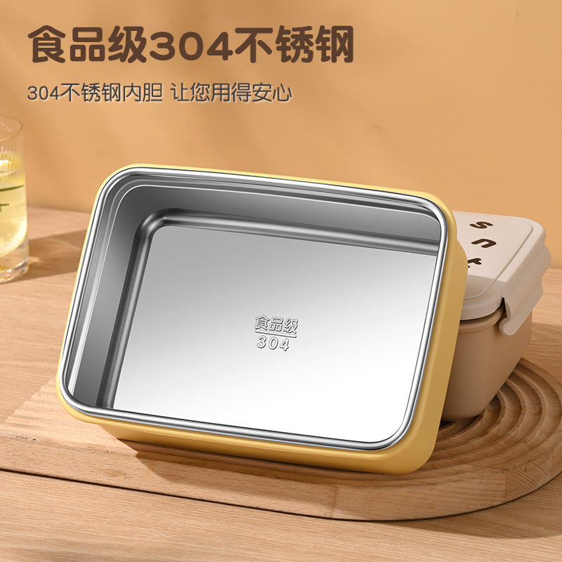304 stainless steel lunch box, special for office workers for micro-wave furnace heating, food-grade bento box with lid, light lunch box