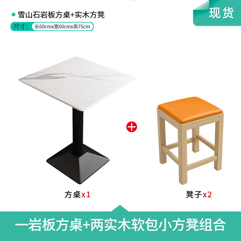 Commercial slate dining table simple outdoor table bar milk tea fast food restaurant canteen rectangular table apartment negotiation table and chair