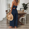 Fashion cross-border women's clothing  summernew arrival fashion waist elegant overalls suspender wide-leg jumpsuit