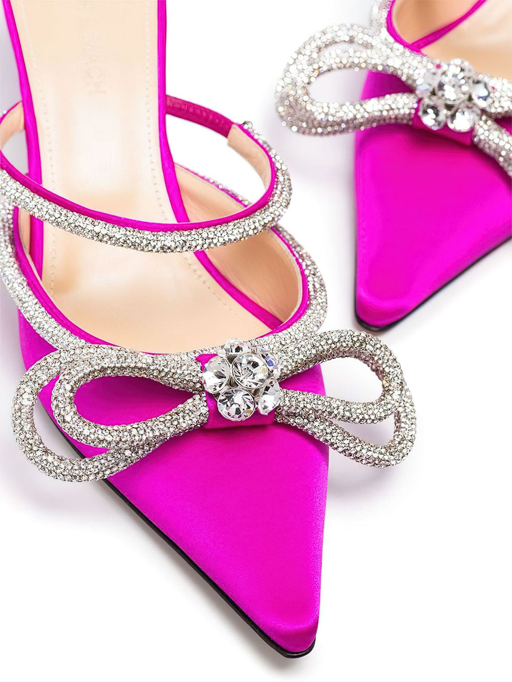 European and american black bow rhinestone high heel slippers pointed toe closed toe slip-on sandals outdoor european and american style stiletto heels