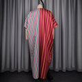 African women's ethnic patchwork dress - batwing sleeve pocketed satin bubu robe dress