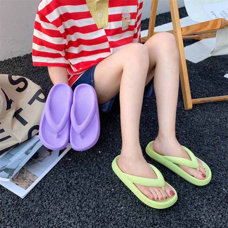 Women's summer flip-flops: thick-soled eva high-elastic rubber & plastic casual beach thong sandals - cross-border hot seller, lightweight & comfortable