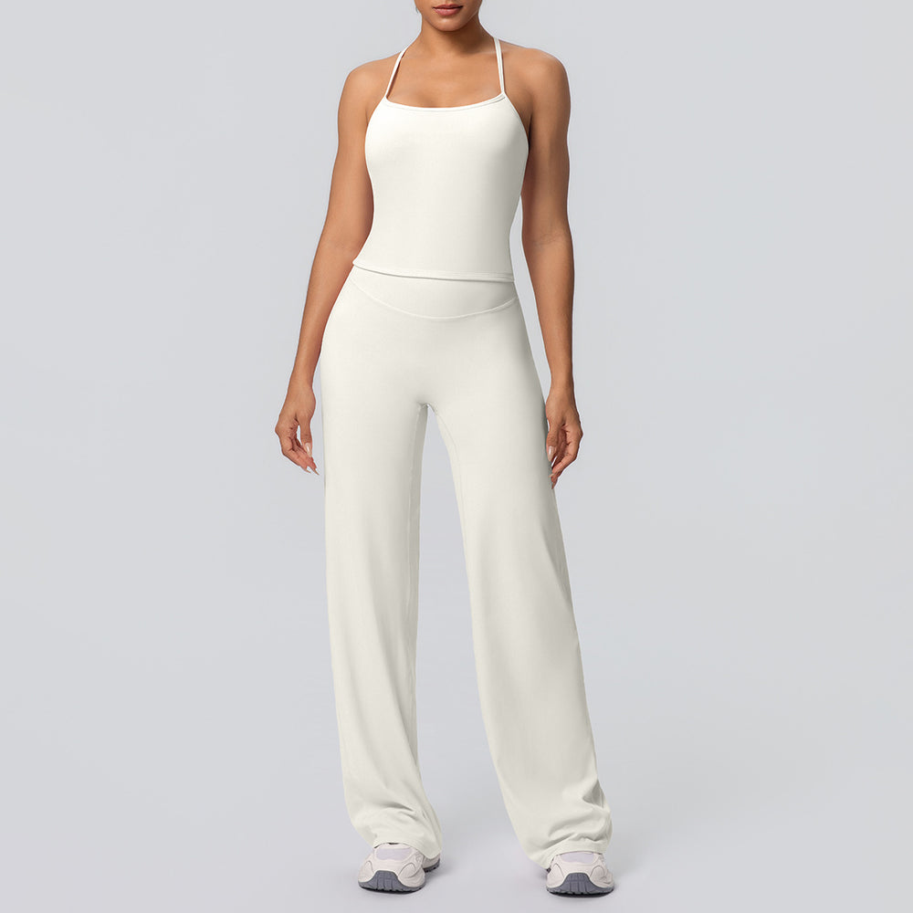 High-waisted, butt-lifting, cloud-soft, quick-drying yoga set featuring a sexy camisole and racerback design. perfect for outdoor activities, casual wear, running, and fitness