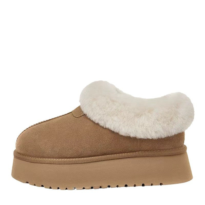 Thick sole snow boots for women 2026winternew arrivalfleece-linedthickenednortheastern large cotton shoes slip-on bread fur shoes