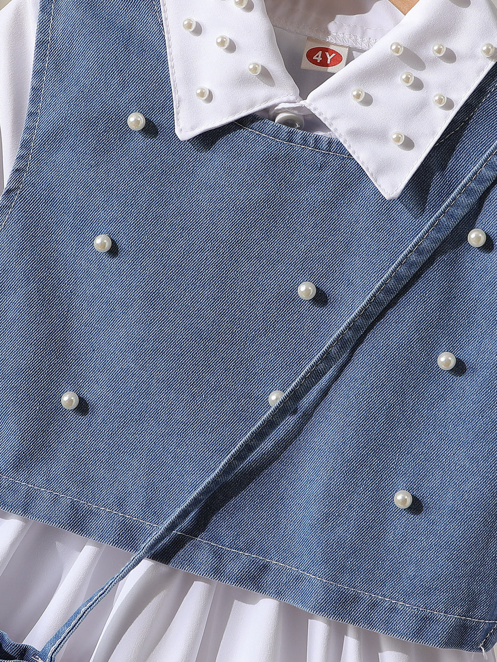 cross-border autumn new arrival: shirt collar bubble bead dress + bubble bead denim vest + crossbody bag three-piece set