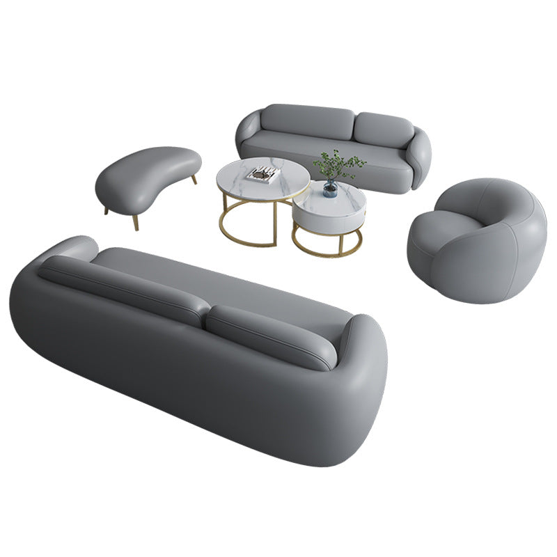 New arrival creative leather sofa combination coffee table yuanbao bread sofa business club reception negotiation sofa