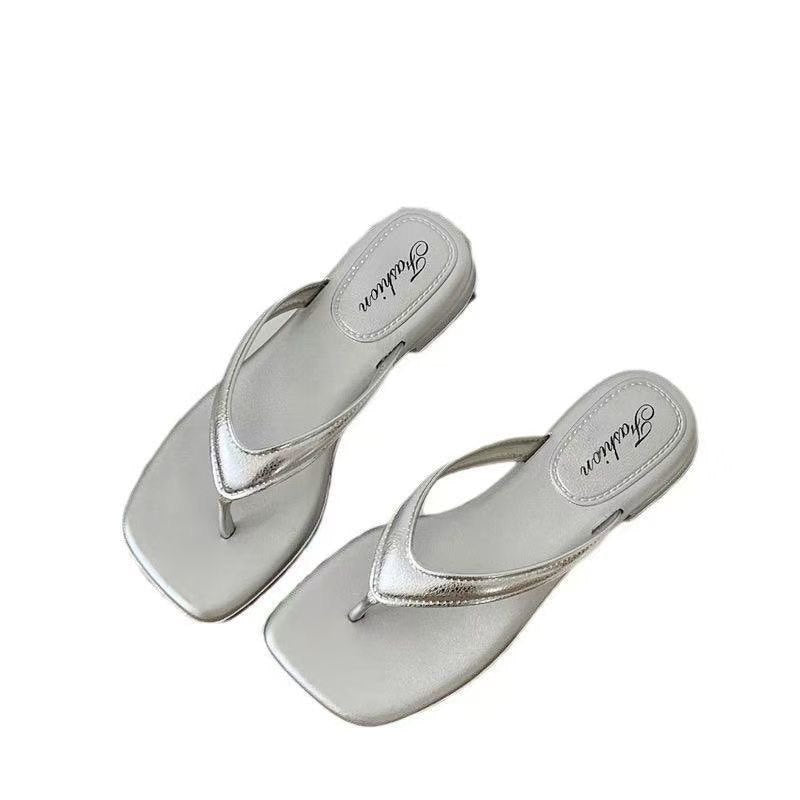 flip-flops for women, summer fashion outwear 2026new arrivalthick sole, pure color beach flip-flops, summer