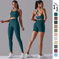 fashion seamless knittingpure color beautiful back high elastic tight yoga suit running fitness suit two-piece set for women