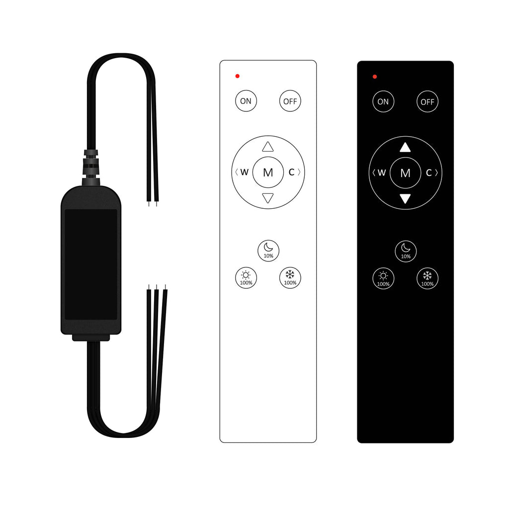 Two-wire two-channel dual-color temperature controller, three-wire COB light with stepless dimmer to adjust brightness LED home improvement lighting