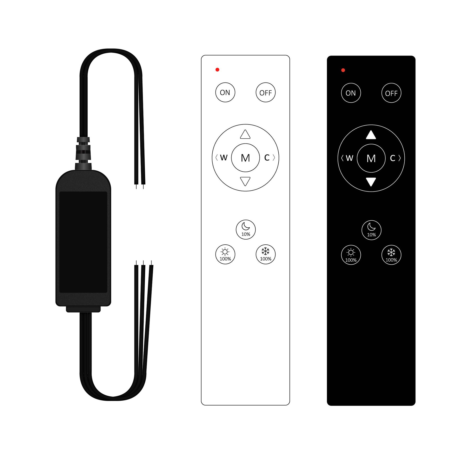 Two-wire two-channel dual-color temperature controller, three-wire COB light with stepless dimmer to adjust brightness LED home improvement lighting