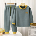 Kids' boneless fleece-lined turtleneck thermal underwear set - new autumn collection for boys and girls - striped, extra thick, warm innerwear set