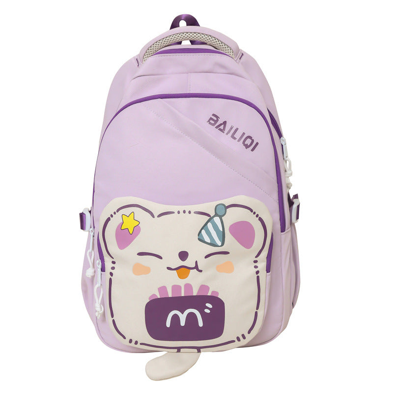 Macaron color cute french fries bear backpack for primary and secondary school students, large capacity, wear-resistant and easy to take care of, backpack