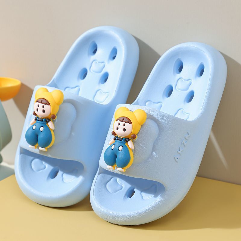 Eva kids' leak-proof cartoon anti-slip hollow-out summer home quick-dry baby slippers bathroom girls' bath slippers
