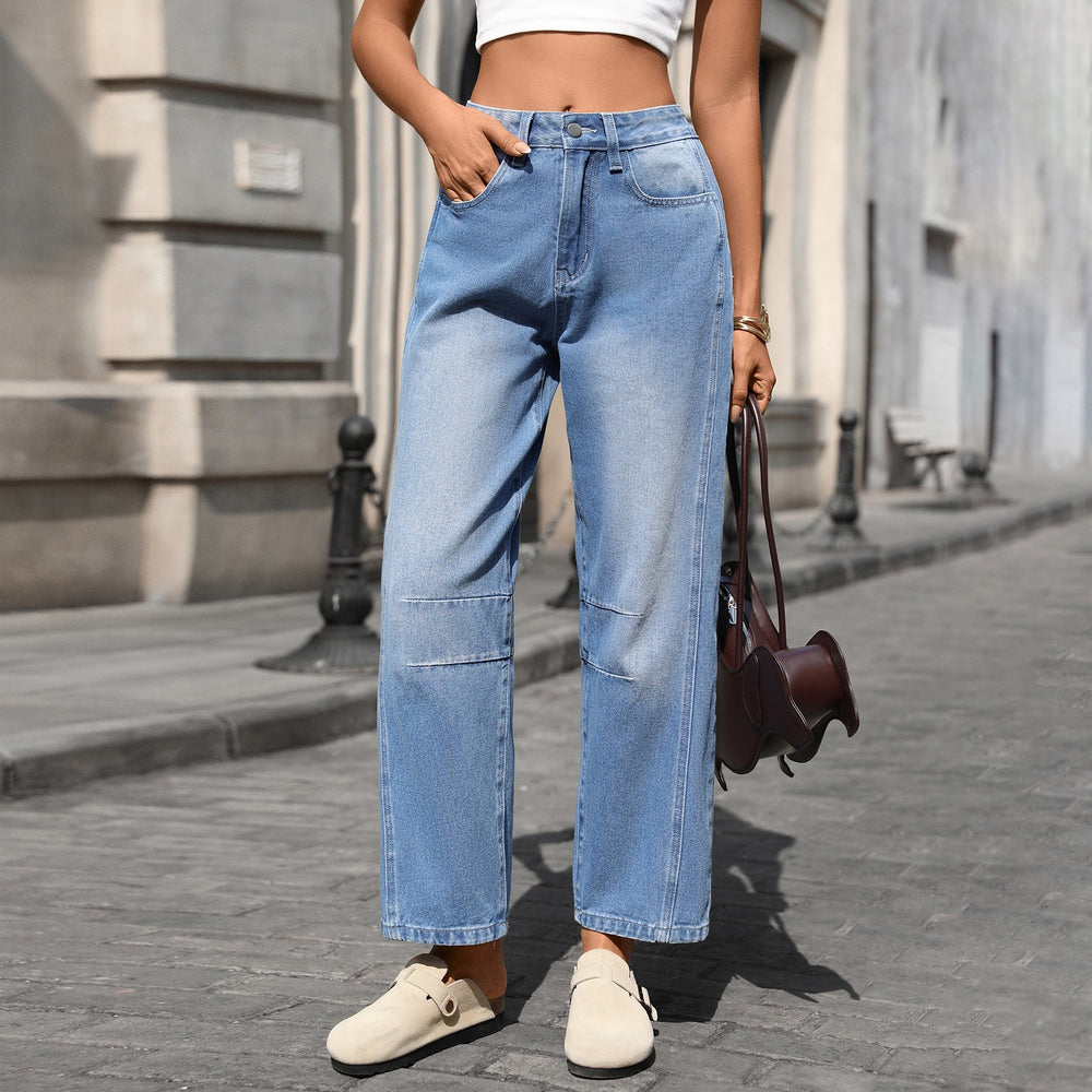 Wishfashion cross-border export women's clothing  independent station new washed loose wide-leg jeans nine-point pants