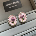New silver needle monet garden oil painting style enamel earrings, 18k gold plated fashion retro earrings for women