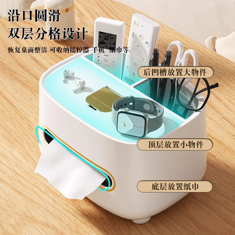 Light luxury tissue box, bedroom pumping carton, living room tea table, multi-function remote control, storage, home desktop creative ornament