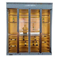 Stainless steel thermostatic wine cabinet display case, metal and glass double door, luxury wine storage for villas, living rooms, wine cellars, and wineries