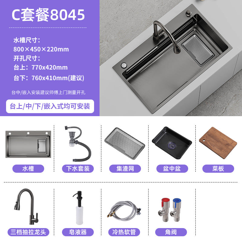 Double slag collection sink large single slot high quality stainless steel kitchen sink thickenedfor home dishwashing sink vegetable sink