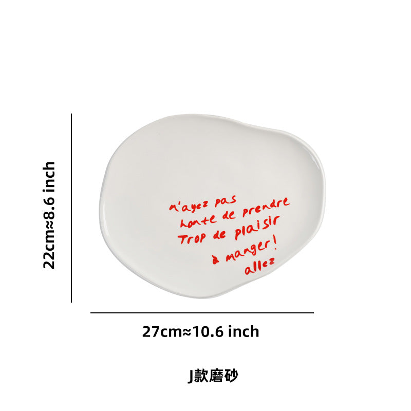 Stylishasymmetrical ceramic tray restaurant hotel casual style food plate high-looking breakfast plate photo props