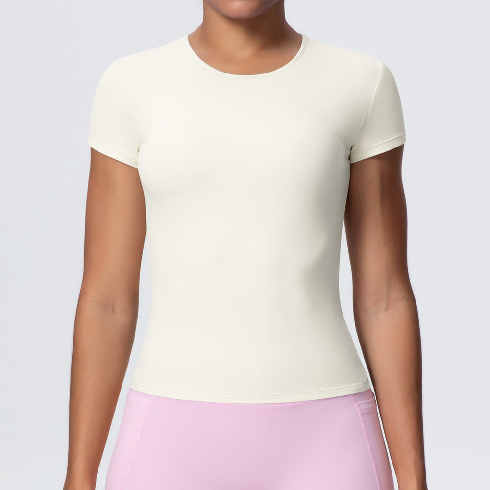 New arrivalcasual sports short-sleeved waist slimming look breathable yoga t-shirt running training naked fitness tops