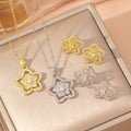 [titanium steel] cross-border new copper inlaid zirconium five-pointed star necklace for women, high-end niche design, versatile pendant jewelry