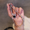 New arrival crystal pearl crystal lanyard beaded mobile phone hanging chain wholesale dream rabbit rhinestone pendant foreign trade cross-border